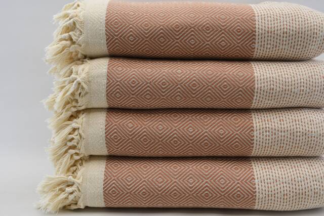 "Taba Color Blanket, Aztec Throw, Turkish Blanket, 79""x95" - image 1