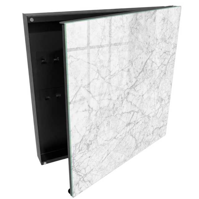 Marble Elegance Wall Mounted Key Cabinet, White Box For Wall, Minimalist Textures, Lovers Of & Subtle Patterns - image 1