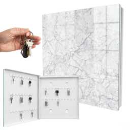 Marble Elegance Wall Mounted Key Cabinet, White Box For Wall, Minimalist Textures, Lovers Of & Subtle Patterns - thumbnail 2