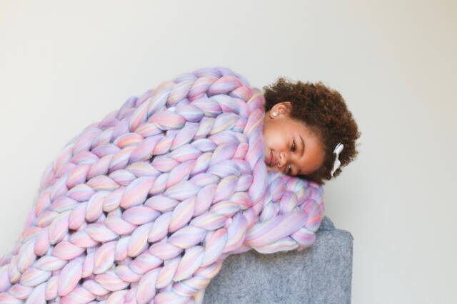 Chunky Knit Throw/Blanket. 100% Merino Wool. Handmade in The Usa - image 1