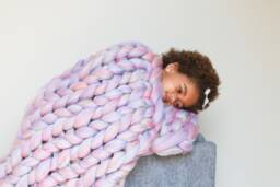 Chunky Knit Throw/Blanket. 100% Merino Wool. Handmade in The Usa