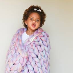 Chunky Knit Throw/Blanket. 100% Merino Wool. Handmade in The Usa - thumbnail 3