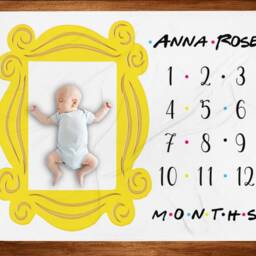 Milestone Blanket, Friends Baby Month Month Blanket, Name Monthly Age Blanket Fmb04 - thumbnail 2