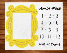 Milestone Blanket, Friends Baby Month Month Blanket, Name Monthly Age Blanket Fmb04 - thumbnail 1