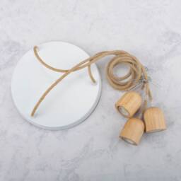 Triple Pendant Light Fixture - Rattan & Rope, Hardwired Ceiling Canopy Set