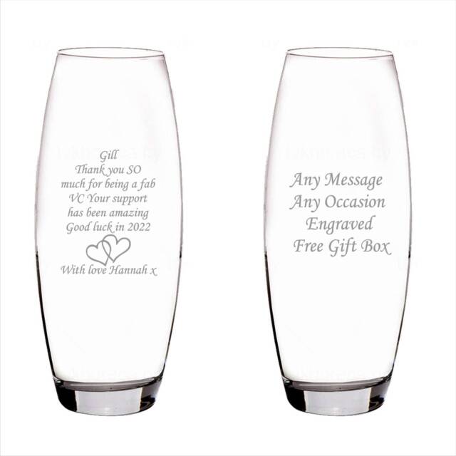 Personalised Engraved Glass Vase Wedding, Anniversary, New Home, Retirement Gift - image 1