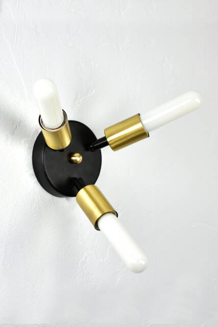 Triple Hinge Arm Wall Sconce - Custom Finish Led Or Antique Bulbs Unique Semi Flush Ceiling Light Fixture - image 1