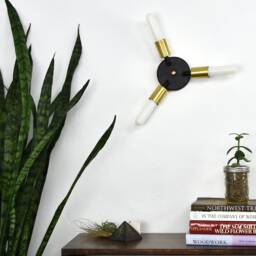 Triple Hinge Arm Wall Sconce - Custom Finish Led Or Antique Bulbs Unique Semi Flush Ceiling Light Fixture - thumbnail 2