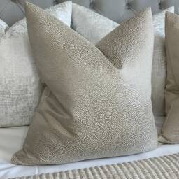 Decorative Pillow Cover, Beige Luxury Cushion Throw Blean Champagne Ashley Wilde Fabric, Double Sided - Made in UK - thumbnail 1