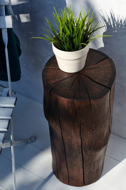 Tree Trunk Side Table Rustic Wood Log Stool, Patio Decor - image 1