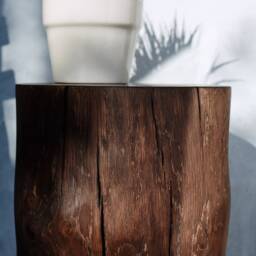 Tree Trunk Side Table Rustic Wood Log Stool, Patio Decor - thumbnail 2
