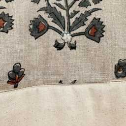Gray & Rusty Floral Block Print Linen Lumbar Pillow Cover. 12x20, 14x20 - thumbnail 3