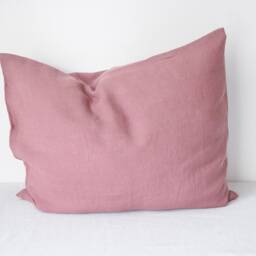 Pink Linen Pillowcase - Soft Stonewashed Natural Cover With Envelope Closure - thumbnail 2