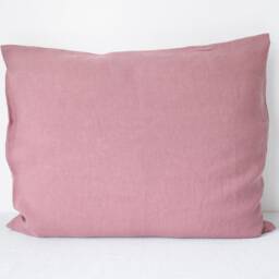 Pink Linen Pillowcase - Soft Stonewashed Natural Cover With Envelope Closure - thumbnail 3