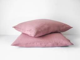 Pink Linen Pillowcase - Soft Stonewashed Natural Cover With Envelope Closure