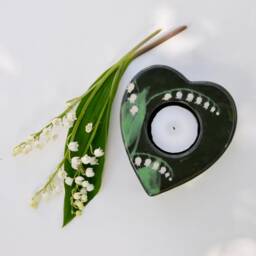 Lily Of The Valley Heart Tealight Holder - Hand Painted - thumbnail 2