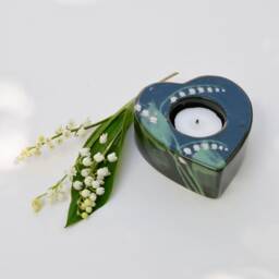 Lily Of The Valley Heart Tealight Holder - Hand Painted - thumbnail 1