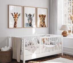 Safari Animal Prints Nursery Wall Art, Set Of 3 - thumbnail 1