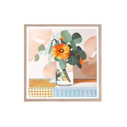 Flower Vase Print, Orange Flower Painting, Bright, Modern Print Wall Art Flowers, Nature, Original Art, Square - thumbnail 2