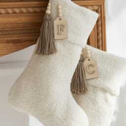 White Christmas Stocking, Personalized Linen Scandinavian Christmas, Neutral Family Stockings, Farmhouse - thumbnail 2