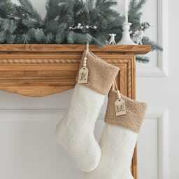 White Christmas Stocking, Personalized Linen Scandinavian Christmas, Neutral Family Stockings, Farmhouse - thumbnail 3