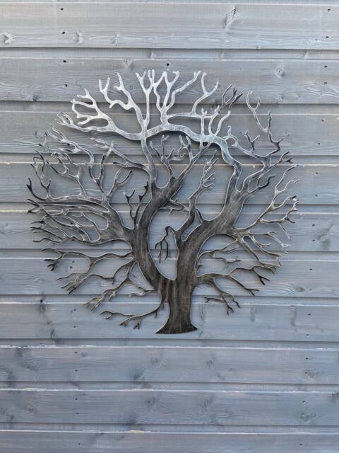Tree Of Life Black With A Silver Touch Wall Art For Outdoors & Indoors 61.8cm - image 1