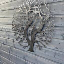 Tree Of Life Black With A Silver Touch Wall Art For Outdoors & Indoors 61.8cm - thumbnail 3