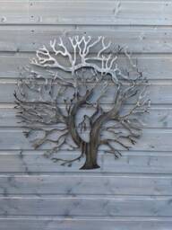 Tree Of Life Black With A Silver Touch Wall Art For Outdoors & Indoors 61.8cm - thumbnail 1