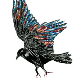 Crow Spirit Art Print, Colorful Wings, Bird Illustration - thumbnail 2