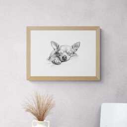 Sleeping Chihuahua Print, Dog Vintage Sketch, Farmhouse Decor, Gifts - thumbnail 3
