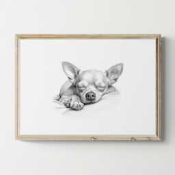 Sleeping Chihuahua Print, Dog Vintage Sketch, Farmhouse Decor, Gifts - thumbnail 1