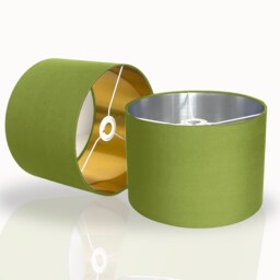 New High Quality Luxury Sage Green 11 Cotton Fabric Lamp Shade Pendant Light Drum Shape With Metallic Linings - thumbnail 2
