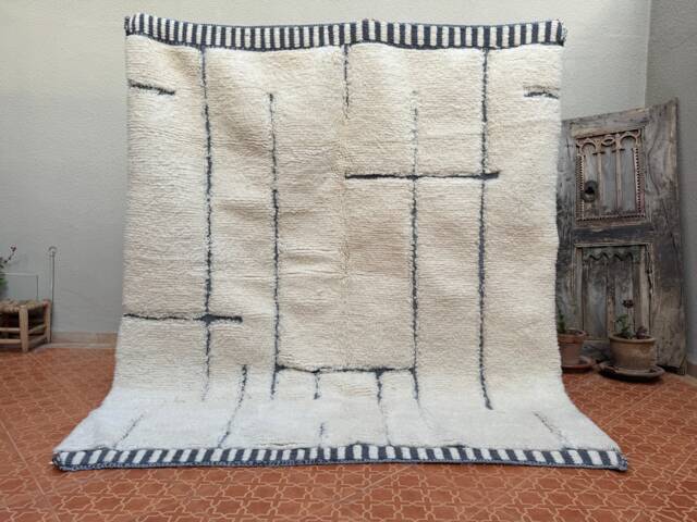 Hand Knotted White Beni Ourain Rug - Custom Moroccan Wool - image 1