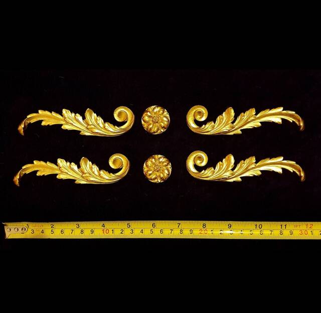 4 Ornate Applique Gilt Or White French Style Decorative Wall Furniture Onlay Moulding Pediment Plastic Decoration - image 1