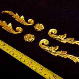 4 Ornate Applique Gilt Or White French Style Decorative Wall Furniture Onlay Moulding Pediment Plastic Decoration - thumbnail 3