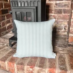 1398. Claremont Stripe Duck Egg Blue, Handmade 100% Cotton Cushion Cover, Various Sizes - thumbnail 1