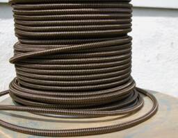 6 Feet Black & Brown Cloth Covered 3-Wire Round Cord, Vintage Style Fabric Lamp Pulley For Hanging Pendants, Fans, Antique Lamps