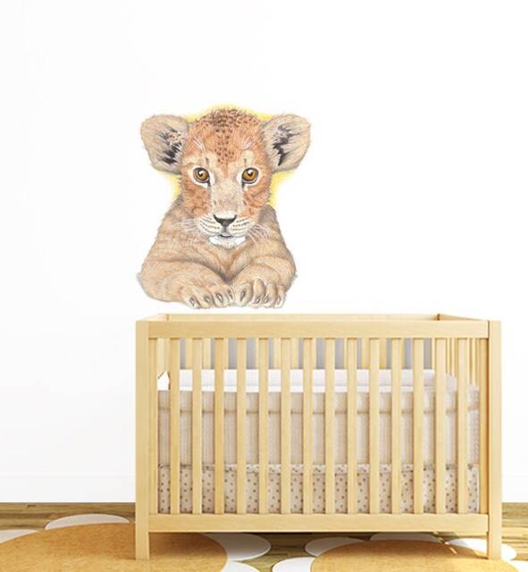 Lioncub Face Wall Sticker Decal - Kids Stickers, Animals Childrens Decals, Art, Room, Girl, Boy