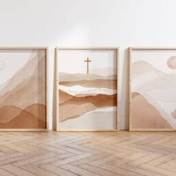 Psalm23 Set Of 3 - Minimal Desert Art Printed & Shipped Modern Scripture Decor Bible Verse Prints Christian Home Print - thumbnail 2