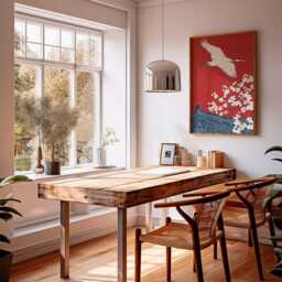 Japanese Crane Poster, Red Wall Art, Asian Bird Print - thumbnail 4