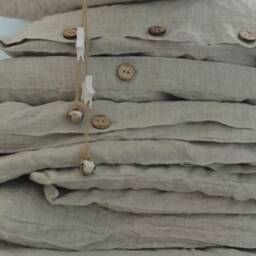 Duvet Cover Set & Pillow With Button Closure Natural Grey Color Stone Washed Seamless Full King Quilt Linen Duvet Cover Full - thumbnail 2