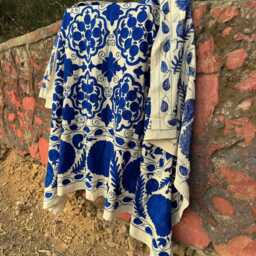 Boho Suzani Throw Quilt - Handcrafted Embroidered Textile Unique Home Decor - thumbnail 4