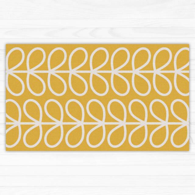 Vinyl Kitchen Rug With Yellow Leaves. Vinyl Floor Mat, Door PVC Bath Easy To Clean & Printed Order. Art Mat - image 1