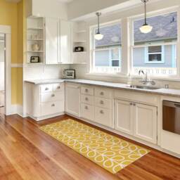 Vinyl Kitchen Rug With Yellow Leaves. Vinyl Floor Mat, Door PVC Bath Easy To Clean & Printed Order. Art Mat - thumbnail 2