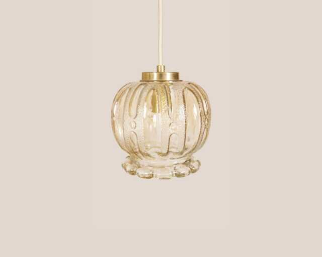 Jugo??ik Small Pendant Lamps Amber Glass Lighting Mcm Rewired Light Vintage Ceiling Mini Yugoslavia 60S Suspensionretro - image 1