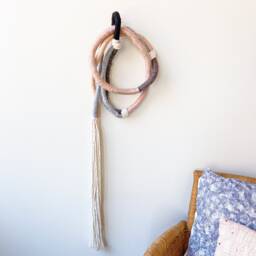 Knotted Rope String Wall Hanging, Wrapped Knot Fiber Art Decoration, Fiber Sculpture For Singular Home Decor - thumbnail 4