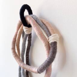 Knotted Rope String Wall Hanging, Wrapped Knot Fiber Art Decoration, Fiber Sculpture For Singular Home Decor - thumbnail 2