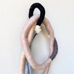 Knotted Rope String Wall Hanging, Wrapped Knot Fiber Art Decoration, Fiber Sculpture For Singular Home Decor - thumbnail 3