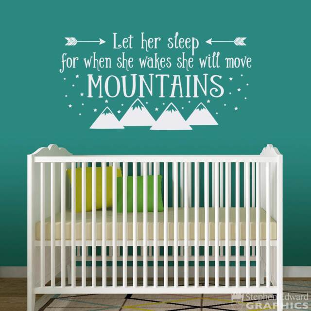 Mountains Nursery Wall Decal Baby Girl Quote Sticker - image 1