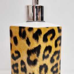 Leopard Brown Soap Dispenser Porcelain 200Ml 7Oz Animal Print Liquid Pump Hand Decorated UK - thumbnail 2